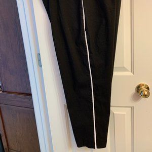 workout pants with tuxedo stripe